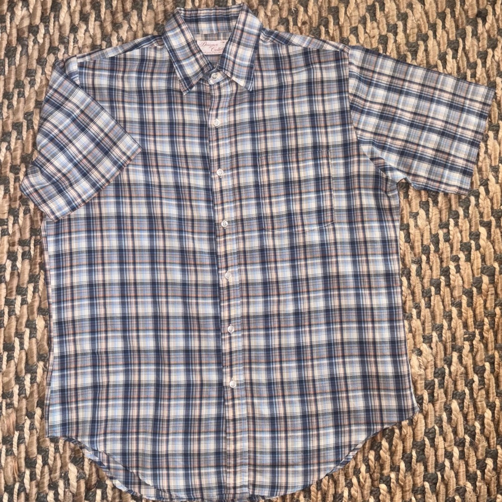 VTG 70's‎ Designer Collection Plaid Shirt Mens M  Excellent Short Sleeve USA